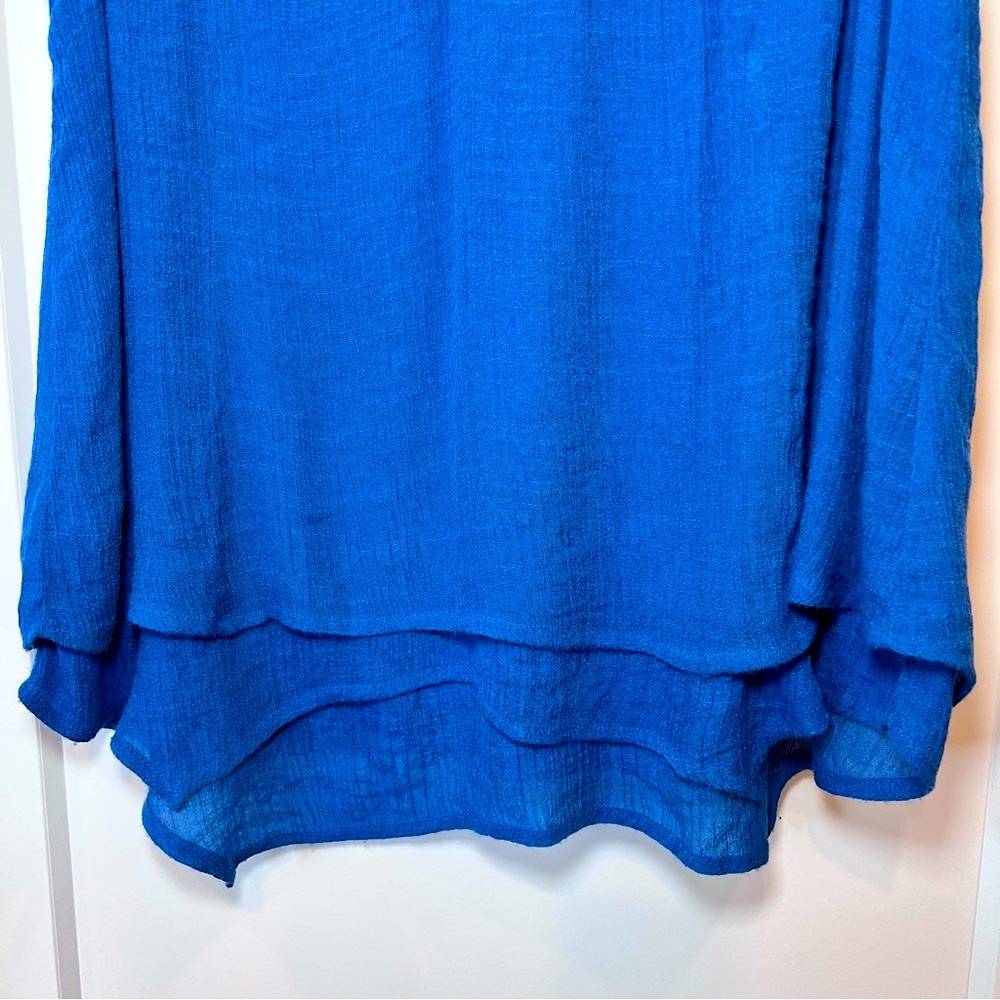 STUDIO PETITE JPR Blue Lace Gauze Tank PXL Layered Hem Boho Coastal - Picture 11 of 17
